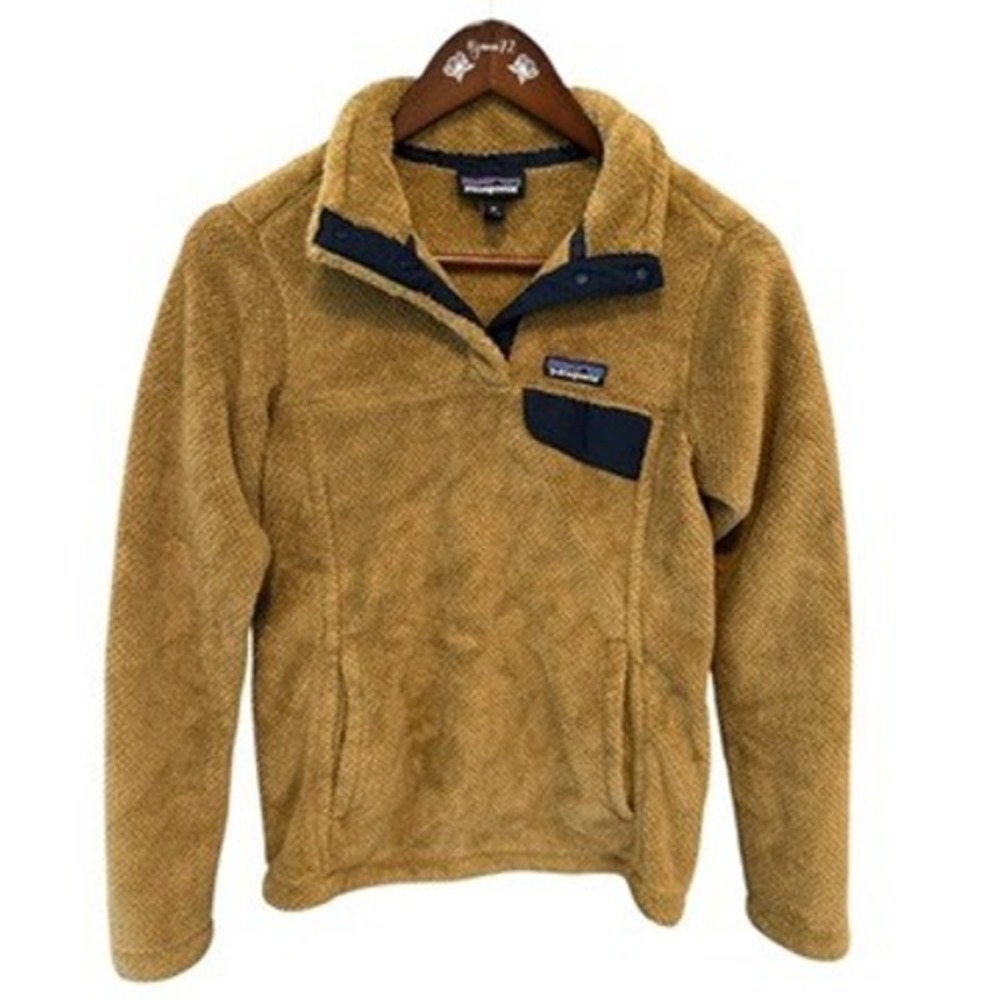 Patagonia Re-Tool Snap-T Fleece‎ Pullover Womens XS Tan Brown Polartec 25442